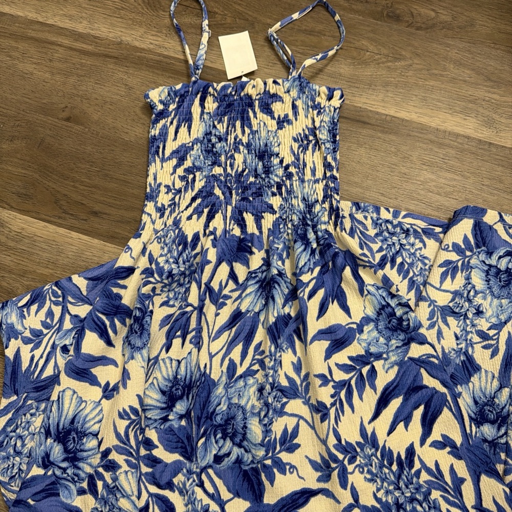 H&M Floral Blue and Cream Maxi Dress